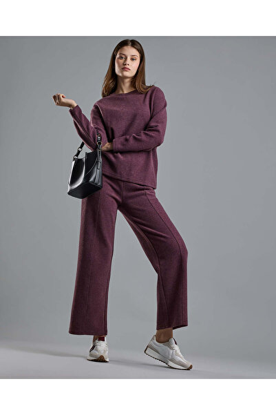 R&B بنطلون محبوك ذو ملمس خصر مطاطي