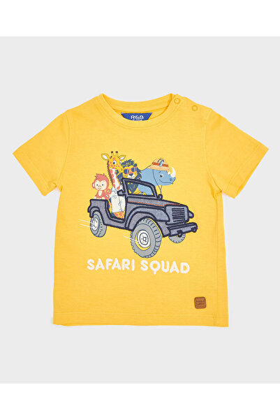 R&B Appliqued T-Shirt with Crew Neck and Short Sleeves