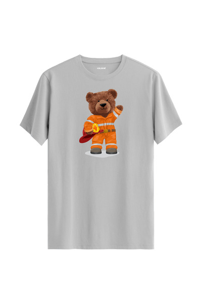 Colermi تي شيرت منتظم للجنسين مطبوع عليه دب الإطفاء، مصنوع من نسيج قطني فاخر بنسبة 100%