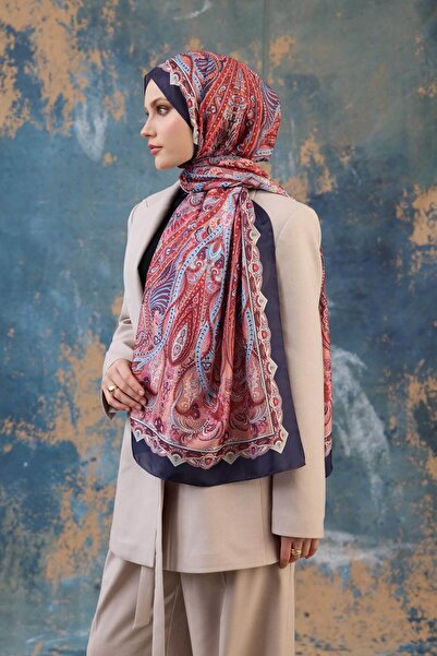 İpekhan Shawl Pattern Voile Shawl Red Voile Silk Shawl - 9801-02