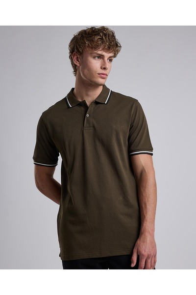 R&B Contrast Trim Polo T-Shirt with Shirt Collar and Short Sleeves