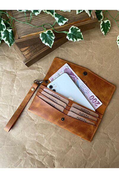 ALESTA LEATHER (Writing Name) Women's Portfolio Wallet / Long Wallet / Phone Wallet - Handmade Genuine Leather