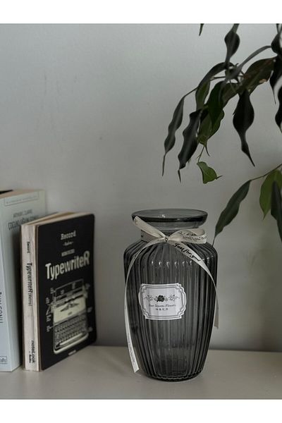 BUCOLIC Elegance Striped Glass Vase Midnight Blue
