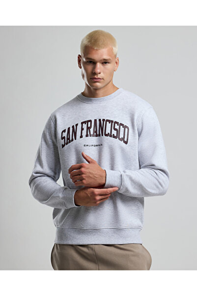 R&B Typography Print Sweatshirt with Crew Neck and Long Sleeves