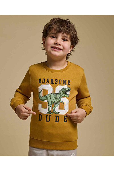 R&B Printed Sweatshirt with Crew Neck and Long Sleeves