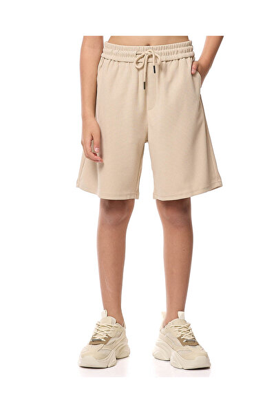 R&B Textured Shorts with Drawstring Waist