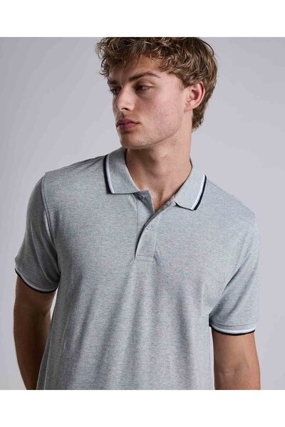 R&B Contrast Trim Polo T-Shirt with Shirt Collar and Short Sleeves