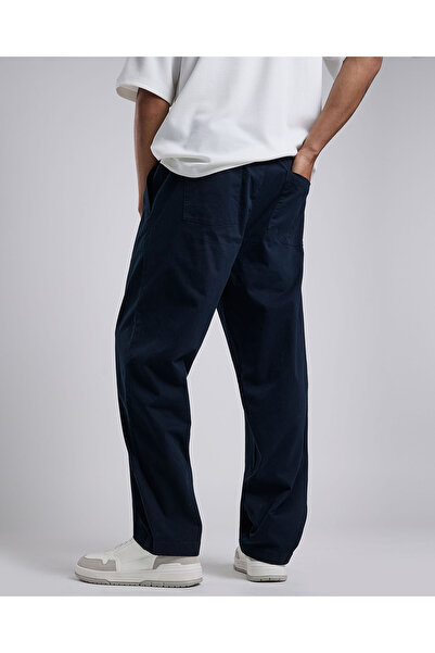 R&B Solid Loose Fit Pants with Elastic Waist