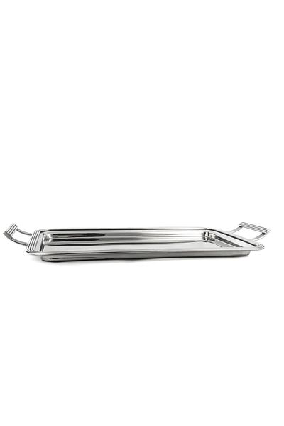 Mikasa Moor Silver Metal Tray with Vertical Handles 55X29Cm