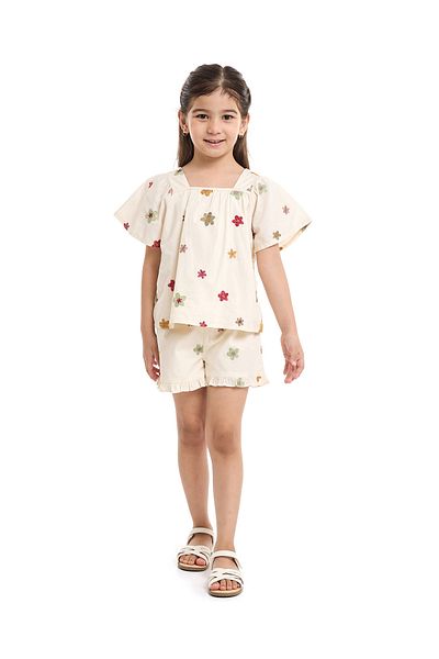 R&B Embroidered Top and Shorts Set