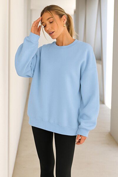 BENROMA 3 İPLİK PENYE KADIN DÜZ RENK SWEATSHIRT