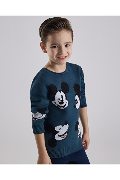 R&B Mickey Mouse Sweater with Crew Neck and Long Sleeves