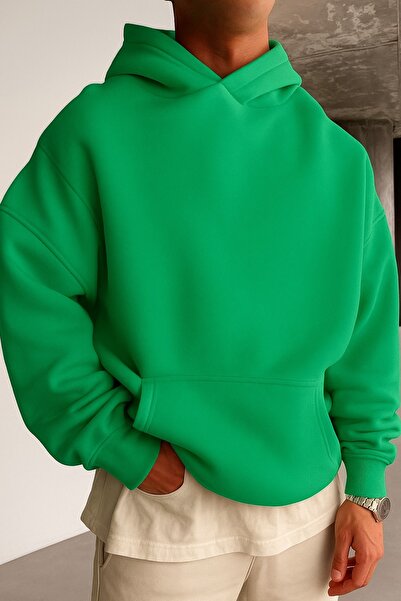 BENROMA سترة رياضية بلون واحد مصنوعة من القطن الممشط بثلاث خيوط للجنسين