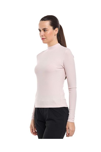 R&B Ribbed Top with Mock Neck and Long Sleeves