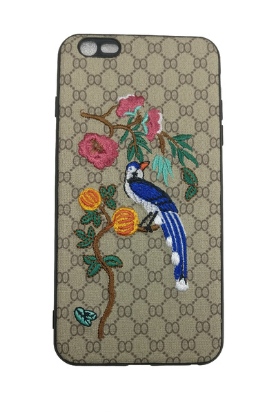 OEM Θήκη συμβατή με iPhone 6 Plus, κεντημένα λουλούδια και πουλιά σε απομίμησ...