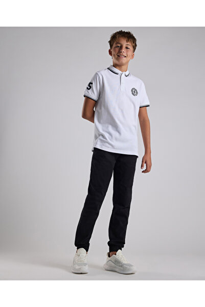 R&B Print Detail Polo T-Shirt with Short Sleeves