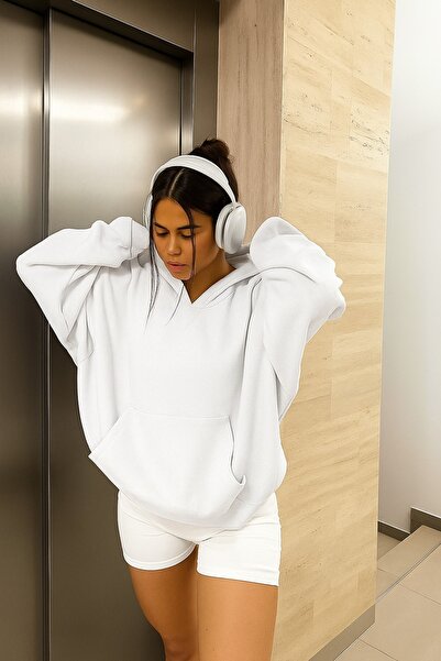 BENROMA سترة رياضية بلون واحد مصنوعة من القطن الممشط بثلاث خيوط للجنسين