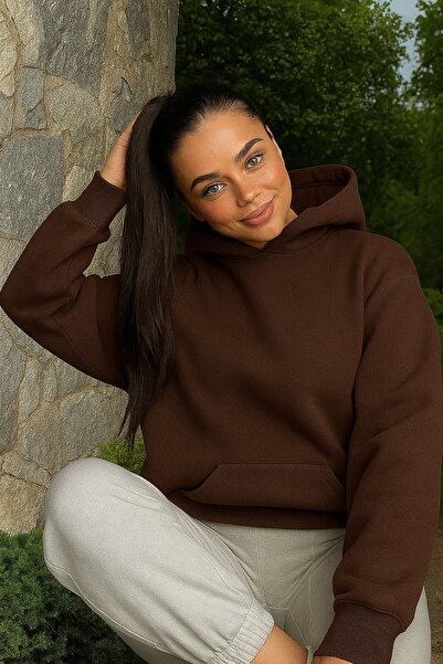 BENROMA سترة رياضية بلون واحد للجنسين مصنوعة من القطن الممشط بثلاث خيوط