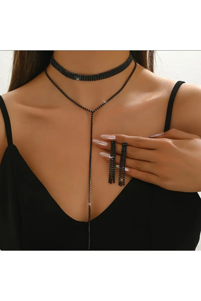 Flaner Paris Accessorize قلادة نسائية أنيقة من حجر الكريستال، مجوهرات أنيقة ل...