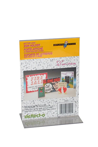 Deflecto حامل لافتات مكتب قائم (على شكل حرف T) - 12.7 × 17.7 سم