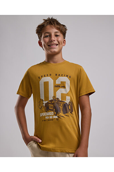 R&B Printed T-Shirt with Crew Neck and Short Sleeves