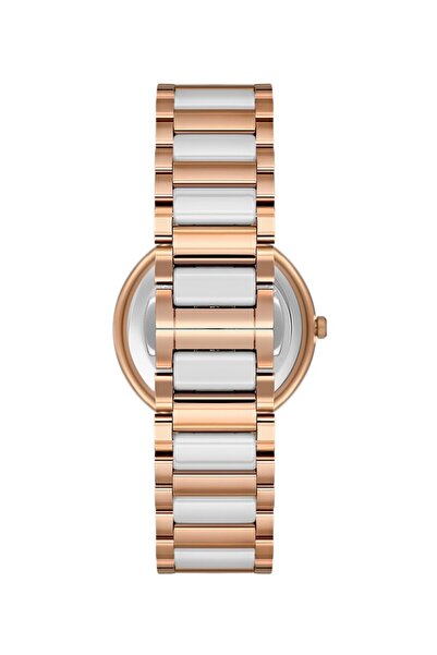 Essence ES6902FE.520 Taşlı Tasarım Çelik Kordon Çelik Kasa 5 ATM Suya Dayanıklı Rose-Beyaz Renk Kadı