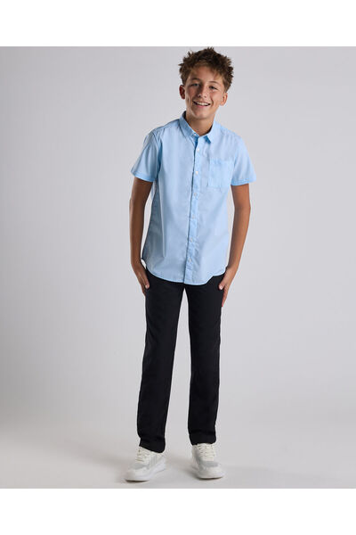 R&B Solid Pants with Button Closure