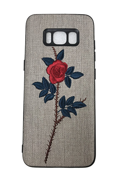 OEM Husă compatibilă cu Samsung Galaxy S8, Trandafir brodat pe imitație de pi...