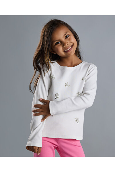 R&B Embroidered T-Shirt with Crew Neck and Long Sleeves