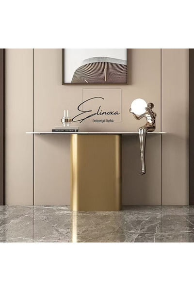 Elinoxa 720-0352 Modern Sade Metal Tasarım Dresuar Hol Konsol 120x25x85