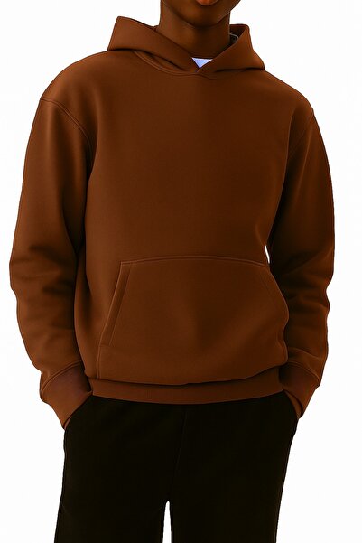 BENROMA Hanorac unisex din bumbac pieptănat cu 3 fire, culoare uni