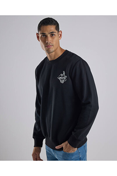 R&B Printed Sweatshirt with Crew Neck and Long Sleeves