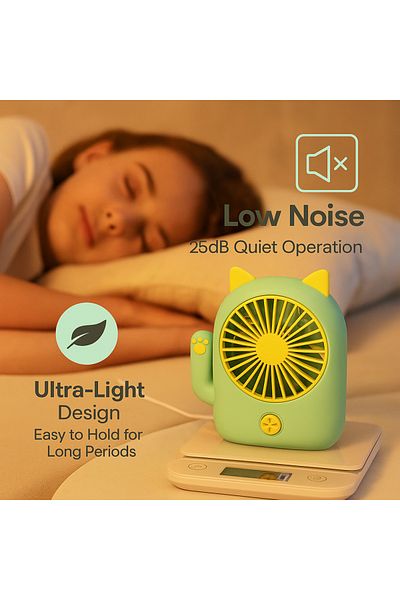 Generic Handheld Fan Big Wind And Mute Student USB Charging Long Battery Life And Portable Outdoor Fan Green