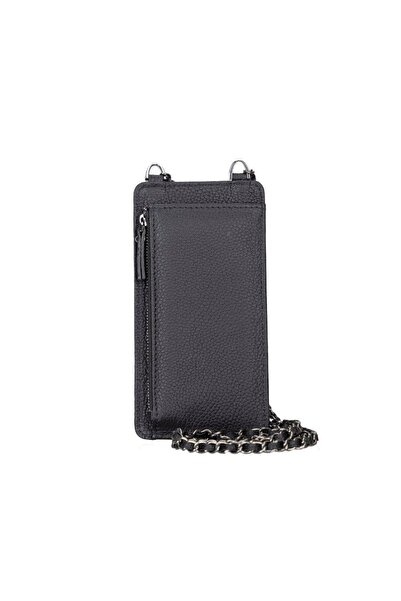 BloominBag Bloomcross Obsidian Black Genuine Leather Wallet & Phone Bag