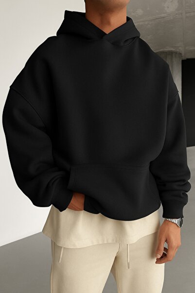 BENROMA سترة رياضية بلون واحد مصنوعة من القطن الممشط بثلاث خيوط للجنسين