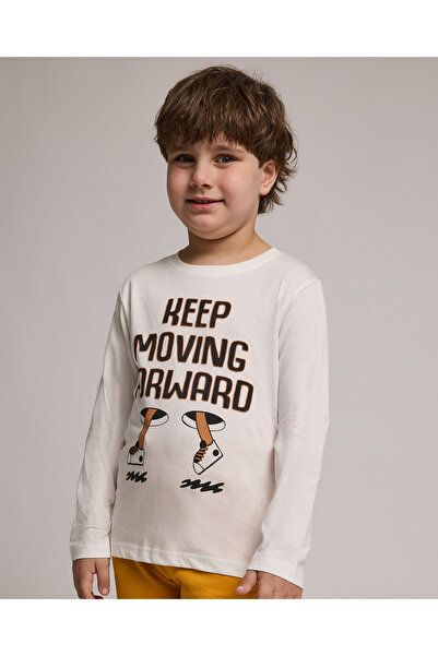 R&B Graphic Print T-Shirt with Crew Neck and Long Sleeves