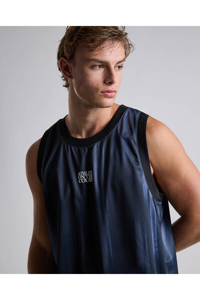 R&B Printed Tank Top with Crew Neck