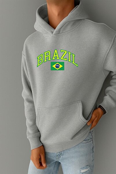 E-ROMA Hanorac din bumbac pieptănat cu 3 fire, imprimat Brazilia