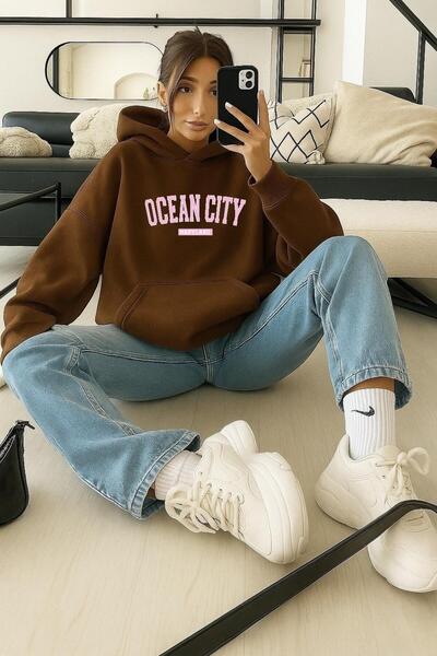 DM DOLCE MORE Hanorac din bumbac pieptănat cu 3 fire, imprimat OCEAN CITY