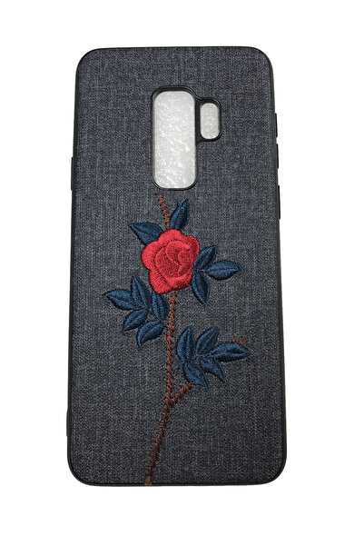 OEM Husă compatibilă cu Samsung Galaxy S9 Plus, roz brodat pe imitație de pie...