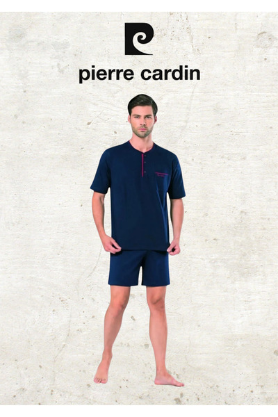 Pierre Cardin Erkek Giyim 3 Parça Penye %100 Pamuklu Lacivert Pijama Takımı (2 Adet Hediye Çorap) OL.PC.5370.001