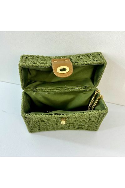 FashionForYou Nevada summer bag, trunk type and rattan look, Green