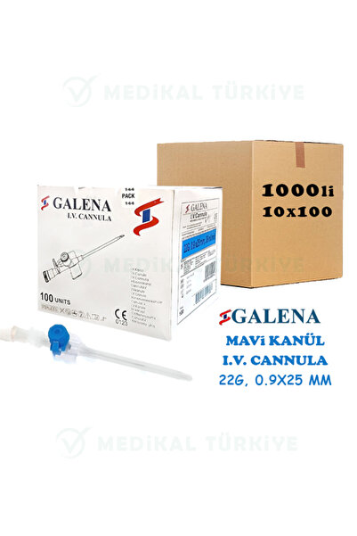 Galena Branül (İntraket) (I.V. Kanül) Mavi (22g) 1 Kutu 1000'li Koli
