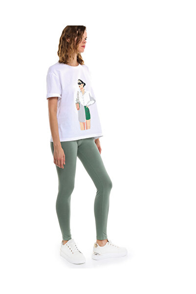 R&B Solid Leggings with Elastic Waist