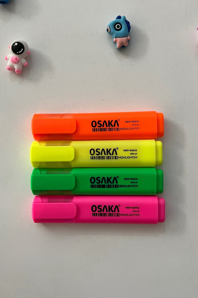 Sone Osaka Highlighter Set of 4 – Neon Color Highlighter Marker Pen (Orange, Yellow, Green, Pink)
