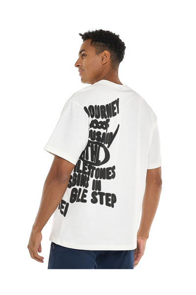 R&B Typography Print T-Shirt with Crew Neck and Short Sleeves