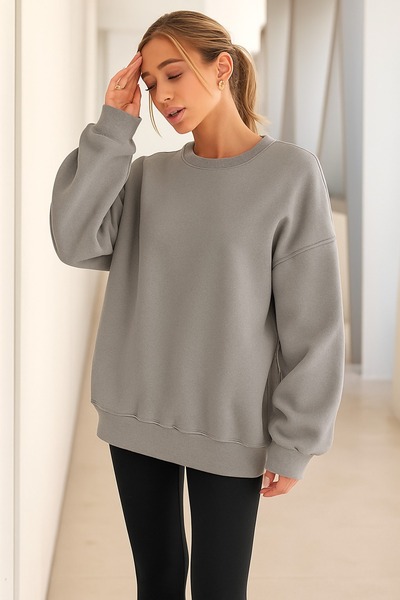 DM DOLCE MORE سترة نسائية من القطن الممشط بثلاثة خيوط بلون واحد