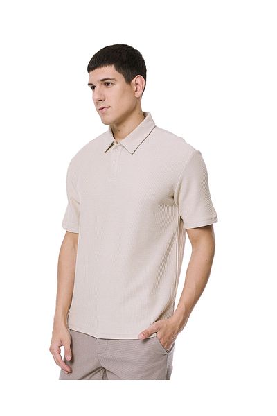 R&B Textured Polo T-Shirt with Short Sleeves