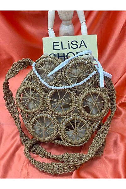 ELİSA T020 HASIR EL ÖRGÜSÜ ASTARLI BAŞAK HALKA MODEL TORBA KADIN ÇANTA