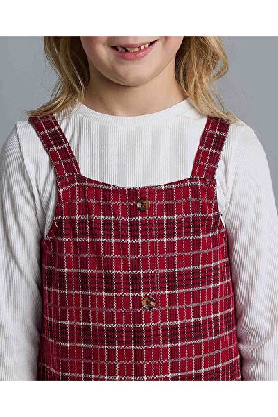 R&B Solid T-Shirt and Plaid Pinafore Set